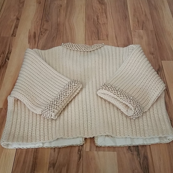 Vintage 50s Crop Sweater with Tiny Faux Pearls - Picture 5 of 10